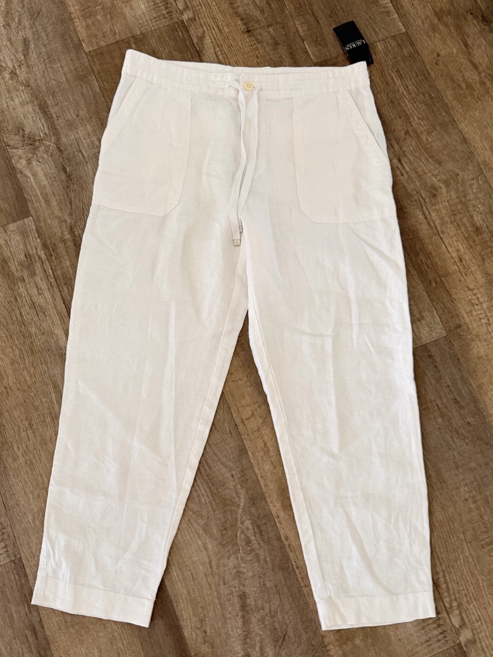 NWT Lauren Ralph Lauren 100% Linen White Women Pants Summer Beachy Casual Sz 14